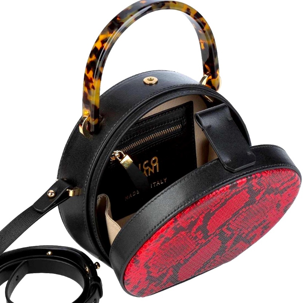 NWOT Authentic Nico Giani cowhide snake red leather Tunilla Circle Bag